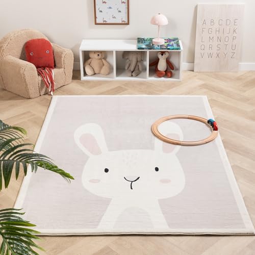 Little Olly Waschbarer Spielteppich - Simba Bunny Weiß - Tier - Kinderzimmer, Babyzimmer - Jungen - Mädchen - Carpet von Little Olly