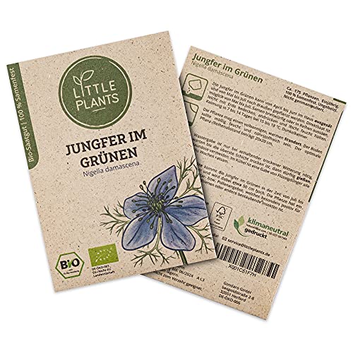 Little Plants BIO Jungfer im Grünen Samen, 175 Blumensamen, hohe Keimrate, 100% Natürlich, BIO Samen Jungfer im Grünen für Blumengarten Blumenbeet Hochbeet – BIO Blumensamen Blumenwiese von Little Plants