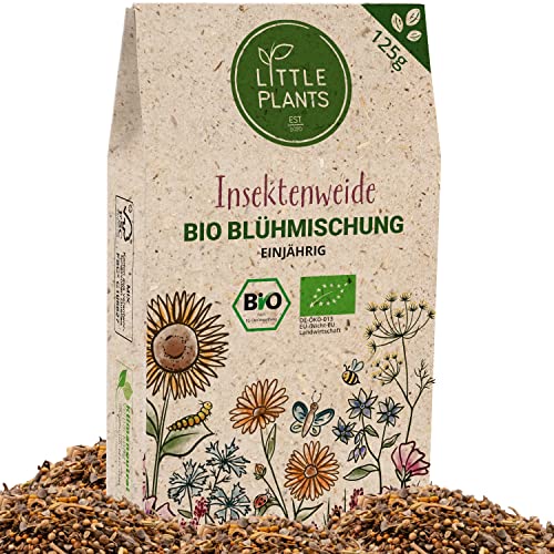 Little Plants Insektenweide - 125g BIO Blumensamen einjährig für Insektenwiese - Wildblumensamen Blühmischung - Blumenwiese Samen mit mehr als 16 Wildblumen und Kräutersamen - Samen Blumenwiese von Little Plants