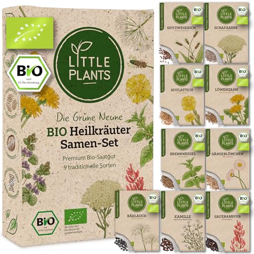 Little Plants Heilkräuter Samen Set - 9 BIO Sorten traditioneller Heil-Kräuter Samen - 100% natürlich & extra viel Samen Kräuter BIO Saatgut - Kräutersamen Set zum Anbauen im Garten oder Hochbeet von Little Plants