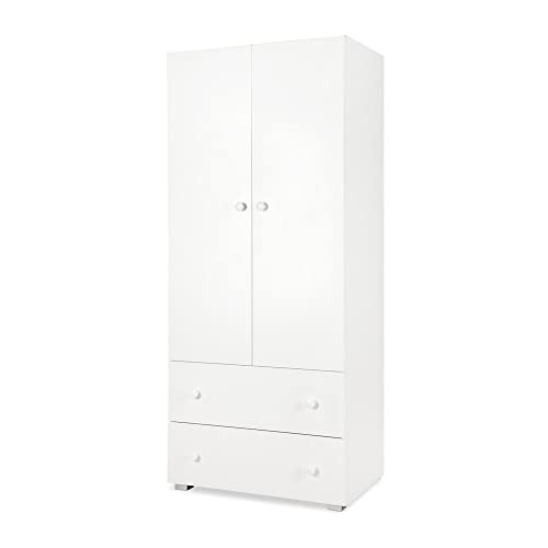 Little Sky Paula Schrank mit 2 Türen + 2 Schubladen – Weiß – H 183 x B 80 x T 52 cm Little Sky Paula Schrank mit 2 Türen + 2 Schubladen – Weiß – H 183 x B 80 x T 52 cm von Little Sky