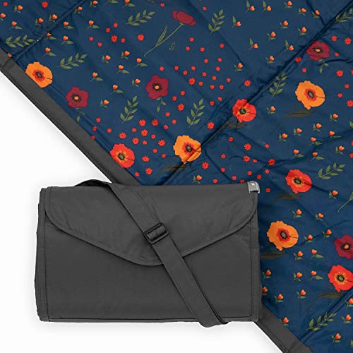 Little Unicorn - Premium waschbare Picknickdecke Gross- Wasserabweisende Spieldecke mit isolierter Unterseite, Stranddecke - Verschiedene Groessen -152 x 213 cm (Midnight Poppy) von Little Unicorn
