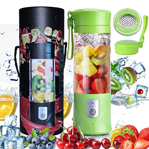 Tragbarer Fruchtmixer, wiederaufladbar, USB, Mini-Standmixer für Smoothie, Milchshake, Fruchtsäfte, tragbarer Standmixer, 350 – 420 ml, BPA-frei, Weihnachtsgeschenke für Damen und Herren (grün) von Little ants