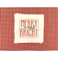 Merry & Bright Holiday Monogramm Leinen Cocktail Servietten - Grün Und Rot Personalisiert 4Er Set von LittleBirdMonograms