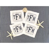 Monogrammierte Leinen Cocktail Servietten - Personalisiert 4Er Set von LittleBirdMonograms