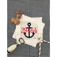 Zip Code Mit Anker Cocktail Servietten - Einweihungsgeschenk 4Er Set von LittleBirdMonograms