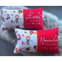 Feuerwehr Kinderkissen Mit Namen, Geschenke Zur Geburt Feuerwehr Kinderkissen Mit Namen, Geschenke Zur Geburt von LittleCandi