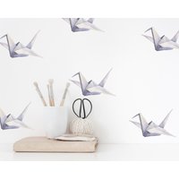 Aquarell Origami Kran Abziehbilder | Wiederverwendbare Stoff-Wandaufkleber Umweltfreundlich Schälen & Aufkleben Handbemalte Kinderzimmer Wand Mit von LittleCooperLane