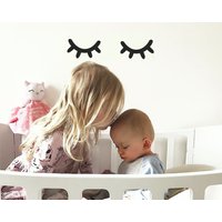 Schläfrige Augen | Vinyl Wandaufkleber Geschlossenes Augen-Paar Wimpern Aufkleber Baby Jungen Mädchen Kinderzimmer Dekor von LittleCooperLane