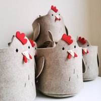 Filz Huhn Ostern Korb Bauernhaus Spielzeug Lagerung Organizer Filz Huhn Ostern Korb Bauernhaus Spielzeug Lagerung Organizer von LittleCrazyThings