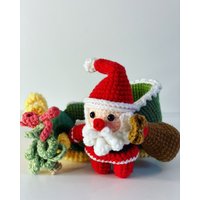 Weihnachtsmann & Schlitten Gehäkelt Amigurumi-Weihnachtsanhänger, Diy Kit, Weihnachtsschmuck von LittleCrochetBoxx
