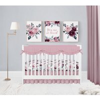 Blumen Kinderzimmer Drucke, 3Er Set Sie Sind So Geliebt, Rose Dekor, Baby Mädchen Rosa, Lila, Mauve von LittleDarlingsUS