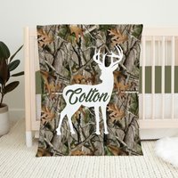 Camo Baby Decke, Hirsch Personalisierte Jungen Shower Geschenk, Weihnachten Junge Bettdecke von LittleDarlingsUS