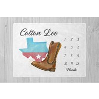 Cowboy Meilenstein Decke, Personalisierte Texas Baby Boy Meilenstein, Shower Geschenk, Monatliche Decke Western von LittleDarlingsUS