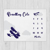 Flugzeug Meilenstein Decke, Junge Baby Shower Geschenk, Personalisierte Babydecke, Monat Monatliches Wachstum von LittleDarlingsUS