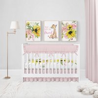 Giraffe Kinderzimmer Poster, 3Er Set Drucke, Dekor, Sonnenblume Safari Wanddekor, Floral von LittleDarlingsUS