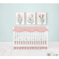 Kaktus Kinderzimmer Drucke, Baby Mädchen Wandkunst, 3-Er Set Kunst, Dekor, Rosa Blumenkaktus Wanddrucke von LittleDarlingsUS