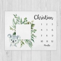 Koala Meilenstein Decke, Baby Junge Shower Geschenk, Monat Personalisierte Decke von LittleDarlingsUS