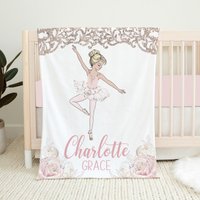 Personalisierte Baby Mädchen Decke, Ballerina Namensdecke, Shower Geschenk, Bettwäsche, Ballett Kinderzimmer, Bettdecke von LittleDarlingsUS