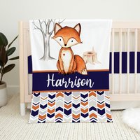 Personalisierte Babydecke Fuchs, Fuchs Bettdecke, Baby Name Decke, Jungen Weihnachtsgeschenk, Babygeschenk von LittleDarlingsUS