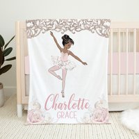 Personalisierte Ballerina Babydecke, Baby Mädchen Decke, Namensdecke, Shower Geschenk, Bettwäsche, Ballett Kinderzimmer Schwarz von LittleDarlingsUS