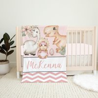 Personalisierte Dinosaurier Decke, Baby Name Mädchen Krippe Bettwäsche, Baby-Dusche-Geschenk von LittleDarlingsUS