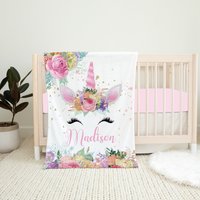 Personalisierte Einhorn Decke, Baby Mädchen Namensdecke, Geschenk Benutzerdefinierte Decke von LittleDarlingsUS