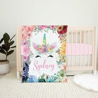 Personalisierte Einhorn Decke, Regenbogen Baby Decke Personalisiert Mädchen Namen Geschenk Benutzerdefinierte von LittleDarlingsUS