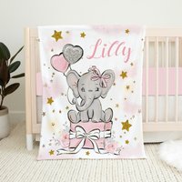 Personalisierte Elefant Babydecke, Baby Mädchen Decke, Namens Decke, Rosa Kinderzimmer Geschenk Bett Bettwäsche von LittleDarlingsUS