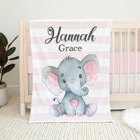 Personalisierte Elefant Babydecke, Baby Mädchen Decke, Namensdecke, Shower Geschenk, Bettwäsche, Rosa Decke von LittleDarlingsUS