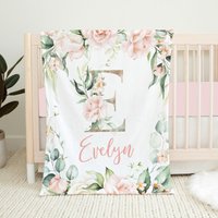 Personalisierte Florale Babydecke, Monogramm Decke, Baby Mädchen Namensdecke, Shower Geschenk, Geschenk Rosa Rosa von LittleDarlingsUS