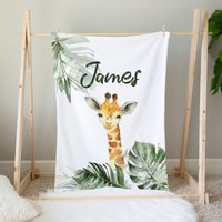 Personalisierte Giraffe Babydecke, Baby Jungen Decke, Safari Bettwäsche, Kinderzimmer Junge Shower Geschenk von LittleDarlingsUS