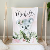 Personalisierte Koala Babydecke, Baby Mädchen Decke, Bettdecke, Namens Decke, Rosa Shower Geschenk, Bär von LittleDarlingsUS