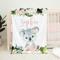 Personalisierte Koala Babydecke, Bär, Baby Mädchen Decke, Namens Decke, Shower Geschenk, Bär Safari Decke von LittleDarlingsUS
