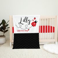 Personalisierte Marienkäfer Babydecke, Baby-Mädchen-Decke, Baby-Dusche-Geschenk, Namensdecke, Marienkäfer-Decke, Marienkäfer-Kinderzimmer von LittleDarlingsUS