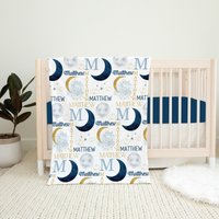 Personalisierte Monddecke, Baby Namensdecke, Junge Decke, Shower Geschenk, Personalisierte Kleinkind Mond Und Sterne von LittleDarlingsUS