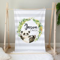 Personalisierte Panda Decke, Baby Jungen Namensdecke, Bär Babydecke, Shower Geschenk, Bettdecke von LittleDarlingsUS