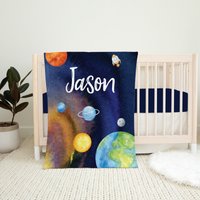 Personalisierte Raumdecke, Weltraum Baby Decke, Shower Geschenk, Kinderzimmer, Jungen Namen Bettdecke von LittleDarlingsUS