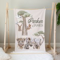 Personalisierte Safari Baby Decke, Namen Decke, Bettdecke, Jungen Tier Shower Geschenk, Kinderzimmer von LittleDarlingsUS