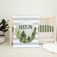 Personalisierte Wald Babydecke, Baby Jungen Decke, Namensdecke, Shower Geschenk, Baum von LittleDarlingsUS