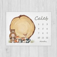 Wald Meilenstein Decke, Baby Boy Baby-Dusche-Geschenk Neue Mutter Geschenk Monat Personalisierte Babydecke von LittleDarlingsUS