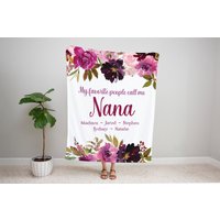 Weihnachtsgeschenke Für Nana, Florale Nana Decke, Personalisierte Decke Oma, Oma Geschenk, Name Großeltern Geschenk von LittleDarlingsUS