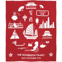 Hong Kong Decke - Personalisiertes Geschenk | Strickdecke Familiendecke Abschiedsgeschenk Home Souvenir Hk von LittleDaysShop