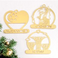 Singapore Love Set - Personalisiertes Weihnachts Ornament | Weihnachtskugel Weihnachtsbaum Deko Holz & Spiegel Ornament Weihnachtsgeschenk von LittleDaysShop
