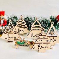 Wald Set - Personalisiertes Weihnachtsschmuck | Weihnachtskugel Weihnachtsbaum Deko Holz & Spiegel Ornament Weihnachtsgeschenk Weihnachtsdeko von LittleDaysShop