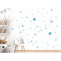 Kreise Set Wandsticker 172 Stück Wandtattoo Für Kinderzimmer Dots Polka Wandaufkleber Punkte Klebepunkte Babyzimmer Türkis Grau Mint Dl977 von LittleDecoWandtattoo