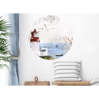 Runder Aufkleber Leuchtturm Möwen & Boote Wandaufkleber Wohnzimmer Wandtattoo Flur Sticker Deko Wandsticker Schlafzimmer Dl579 von LittleDecoWandtattoo
