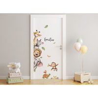 Türsticker Safaritiere Wandtattoo Für Kinderzimmer Personalisiert Wandsticker Babyzimmer Wandaufkleber Name Selbstklebend Deko Dl5079 von LittleDecoWandtattoo