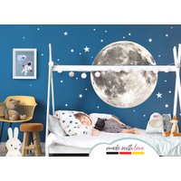 Wandtattoo Wandsticker Kinderzimmer Wandaufkleber Vollmond Rund Wanddeko Spielzimmer Sticker Mond Kinder Wandbild Selbstklebend Sterne Dl702 von LittleDecoWandtattoo