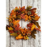 Herbst, Künstliche Kranzdekoration, Rattan, Wand Oder Tür Aufgehängt, Beere, Kürbis Ahornblatt Design, Girlande Ornament, Erntedank von LittleEmpireHomeware